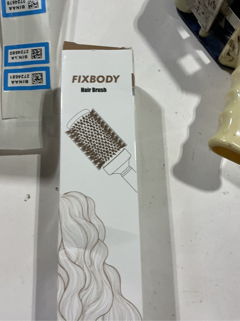 Condition photo showing Good Condition for fixbody round barrel anti-static hair brush with boar bristles, nano thermal ceramic coating & ionic tech for hair blow drying, styling, curling, straightening (3.0 inch) 3.0 inch, barrel 1.7 inch