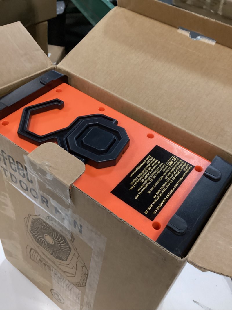 Condition photo showing Good Condition for Camping Fan - 20000mAh Battery Powered Fan Rechargeable with LED Lantern - Portable Outdoor Tent Fans with Hanging Hook 4 Speeds Wind Remote Control Black and Orange 8.9*11.4*4.6in