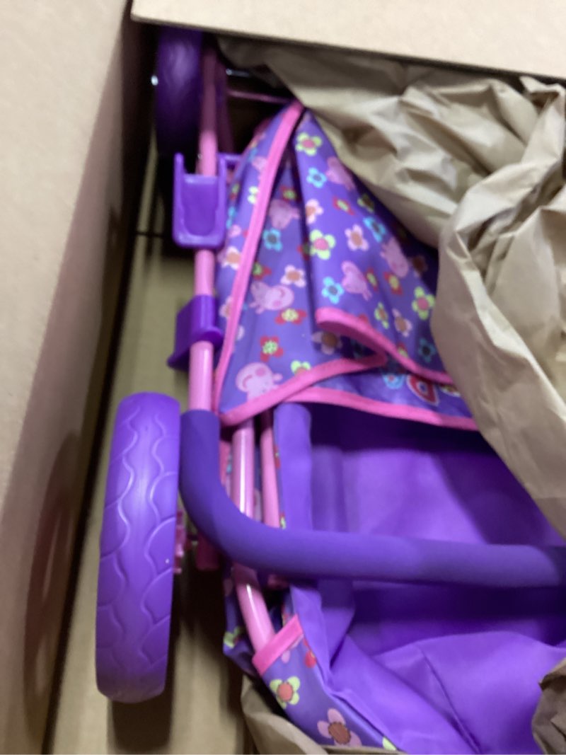 Condition photo showing Good Condition for Peppa Pig: Doll Deluxe Pram & Bag - Purple, Pink, Flowers - Accessory for Dolls Up to 18", Shoulder Bag, Foldable, Retractable Canopy, Kids to, Age 3+