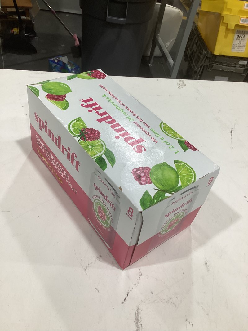 Condition photo showing New/Like New for spindrift raspberry lime sparkling water, 12 fl. oz. cans (pack of 8)