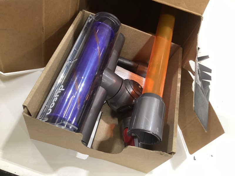 Condition photo showing As Is for casdon dyson cordless vacuum interactive & officially licensed toy dyson vacuum for children aged 3+ realistic role-play fun, purple and orange