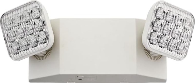 lithonia lighting basics led emergency light, emergency lighting with dual adjustable led lamp heads, wall mount, damp location rated, 90-minute backup, 120/277v, white (eu2c m6)