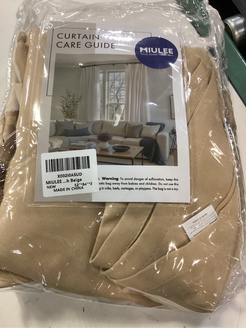 Condition photo showing Good Condition for miulee room darkening curtains thermal insulated black out drapes solid window treatment long grommet light blocking blackout curtain for living room bedroom 2 panels set 52 x 84 inch length beige beige 52"w x 84"l (pack of 2)