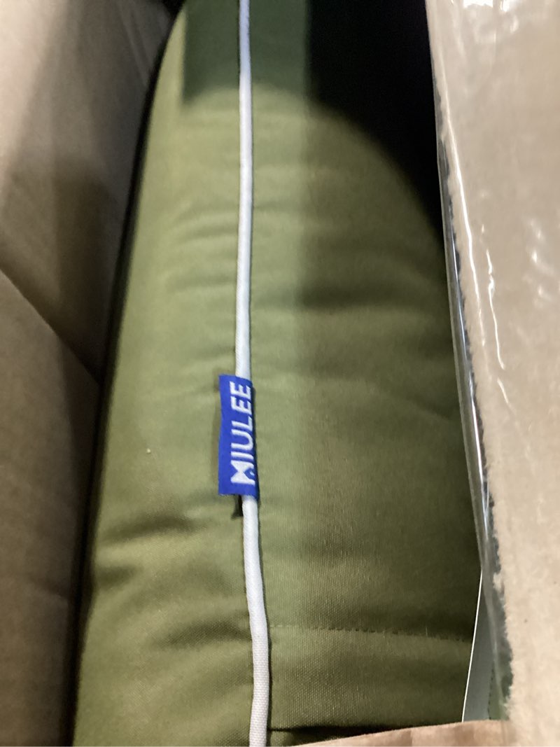 Condition photo showing As Is for miulee dark green outdoor seat cushion 24x24 inch waterproof & 3 year fade resistant dark seat and back cushion for patio furniture chair sofa couch with handle and adjustable straps dark green 24 x 24 x 4 inch