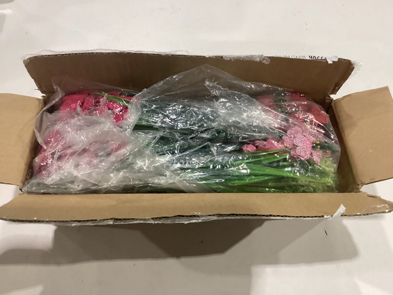 Condition photo showing New/Like New for der rose 24 bundles artificial flowers for outdoors fake spring flowers plants uv resistant for home garden porch window wedding decor multi-color a