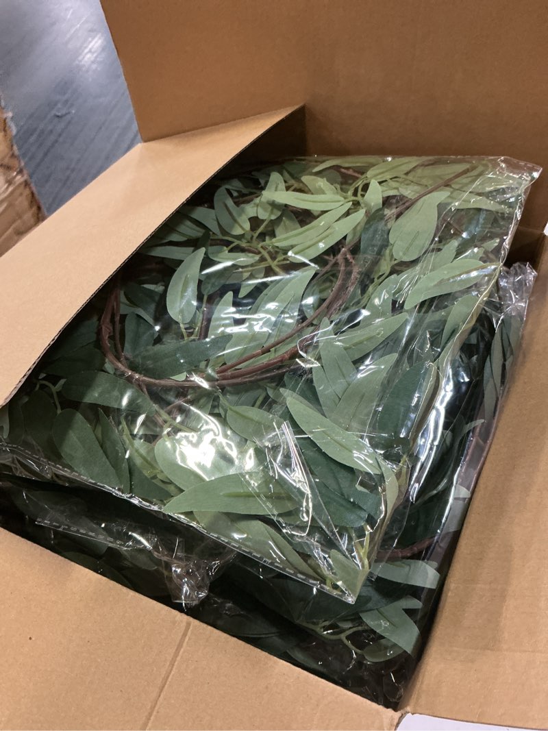 Condition photo showing Good Condition for yunlly 135ft artificial faux greenery garland willow leaves vines hanging willow vines leaf garland for indoor/outdoor wedding party decor wedding table centerpieces (green,24 pack) green 24