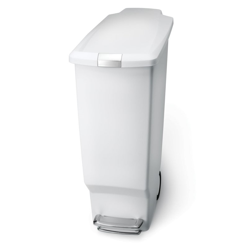item similar ))))simplehuman 40 liter / 10.6 gallon slim kitchen step trash can with secure slide lock, white plastic