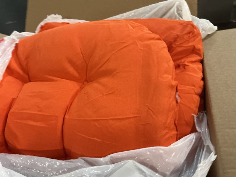 Condition photo showing New/Like New for barydat 4 pcs outdoor chair cushions 18.9 x 18.9 inch waterproof sun protection patio furniture overstuffed seat cushion chair pad with round corner for indoor(orange)
