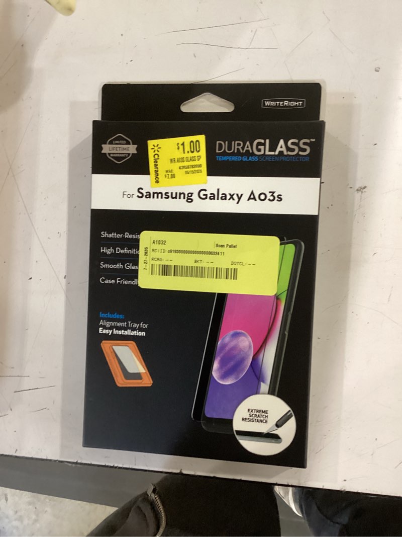 Condition photo showing New/Like New for duraglass tempered glass screen protector with quick installation tray for samsung galaxy a03s