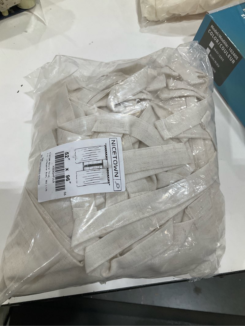 Condition photo showing Good Condition for NICETOWN Natural Thick Linen Curtains for Living Room, Tie Top Light Filtering Window Curtains & Drapes Privacy with Light Filtering Drapes Casual for Bedroom/Daughter Room, W52 x L96