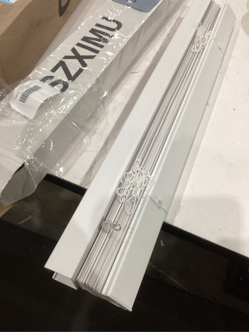 Condition photo showing As Is for window blinds, szximu 2'' cordless blind for indoor windows, 29" w x 64" h mini blinds, light filter