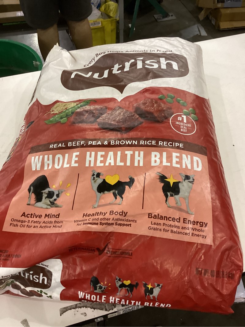 Condition photo showing New/Like New for Nutrish Dry Dog Food, Real Beef, Pea & Brown Rice Recipe Whole Health Blend for Adult Dogs, 40 lb. Bag, Packaging May Vary (Rachael Ray) Real Beef, Pea & Brown Rice 40 Pound (Pack of 1)