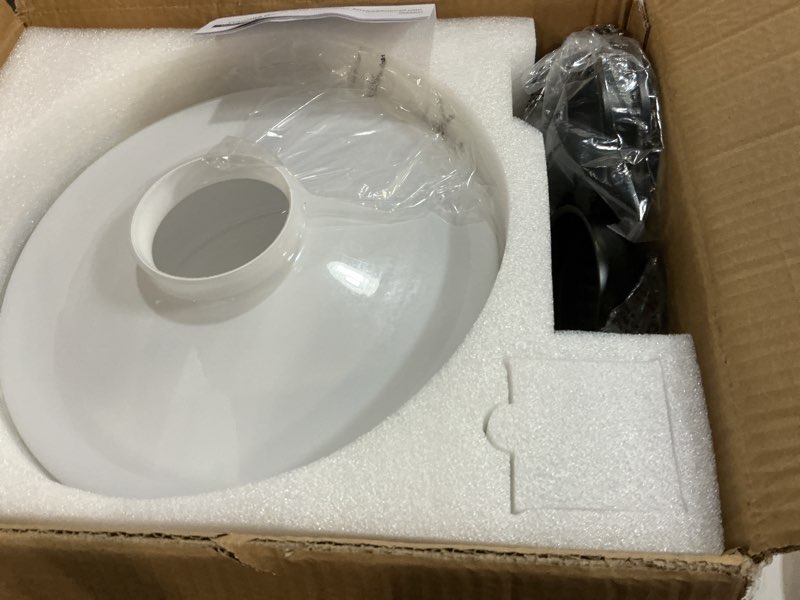Condition photo showing Good Condition for schoolhouse light fixture, 12'' mid century, milk glass, semi flush mount ceiling light for bedroom kitchen, black, incl. led bulb 12 inch black