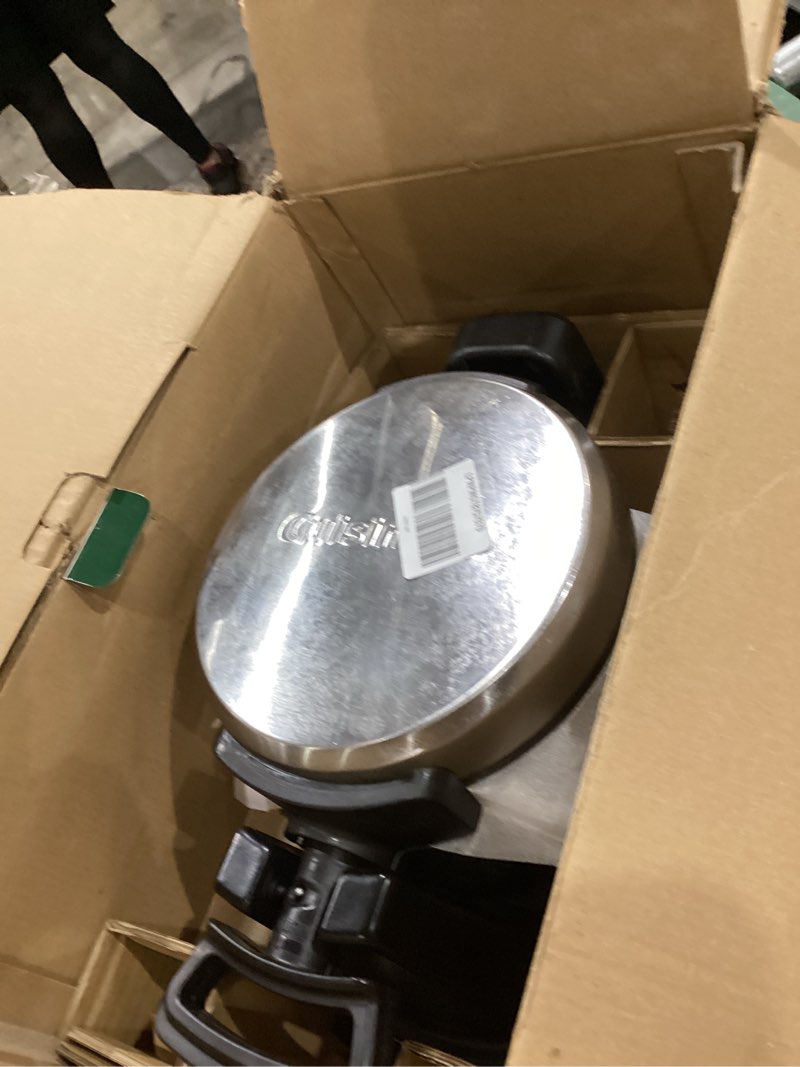 Condition photo showing As Is for cuisinart double flip belgian waffle maker, waf-f40nas, stainless steel, grey and black new double flip
