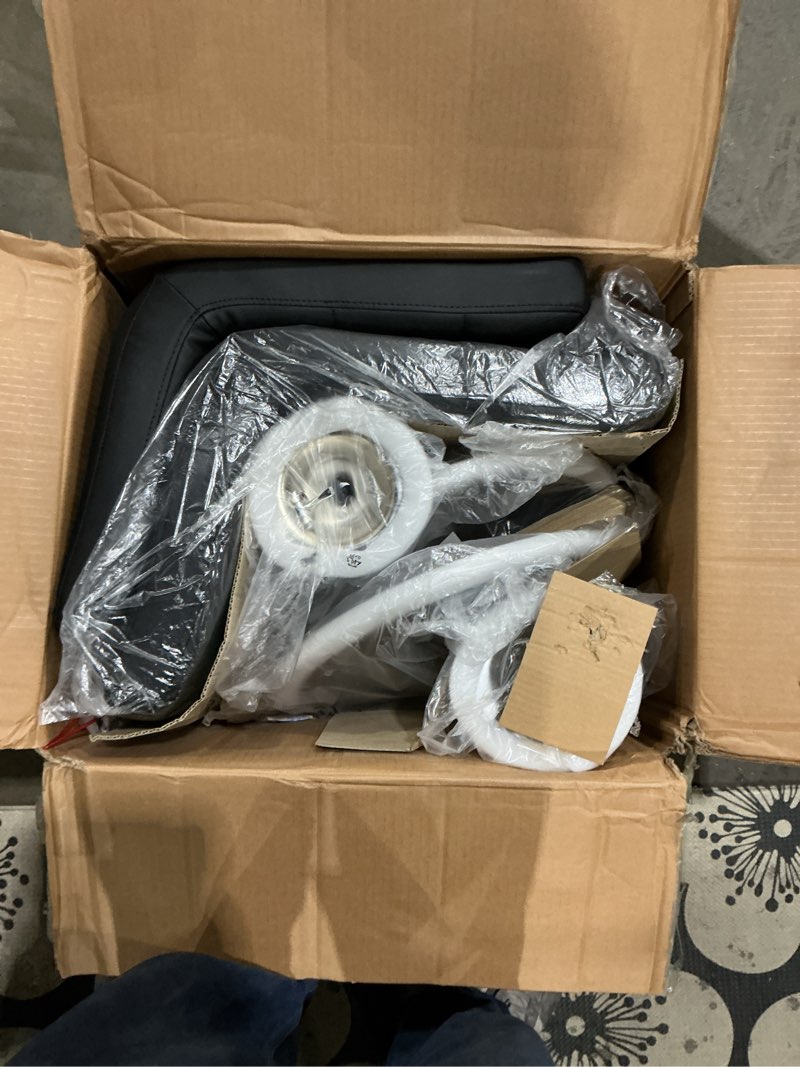 Condition photo showing As Is for DUMOS Bar Stools Set of 4, 24 inch Counter Height Bar Stools, Upholstered Modern Kitchen Barstools with Metal Base, PU Leather Saddle Stools for Kitchen Island, Black Black Set of 4