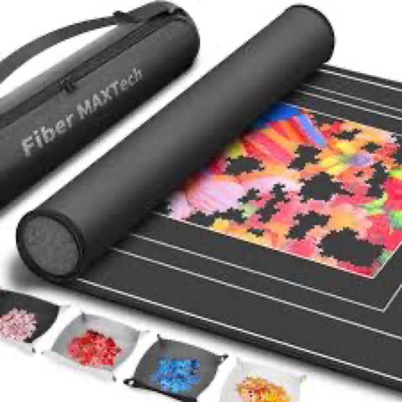 Join&Joy Jigsaw Puzzle Mat Roll Up, 2000 1500 1000 Pieces Rubber Saver Pad 55" x 35.5 ", with 4 Sort