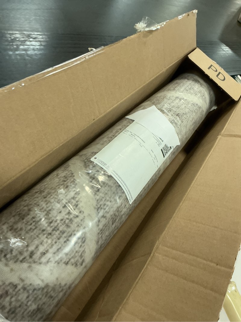 Condition photo showing As Is for realife rugs machine washable area rug runner - living room bedroom bathroom kitchen entryway office - padded low pile stain resistant premium - boho modern farmhouse - tessa - beige ivory 2'6" x 6' 2'6" x 6' (rectangular) trellis - light beige ivory