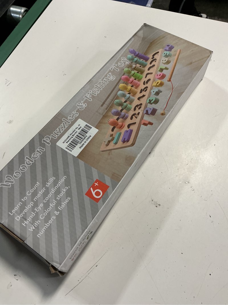 Condition photo showing New/Like New for mvrlsh clearance! wood math shape puzzle fishing game educational toys wooden kids