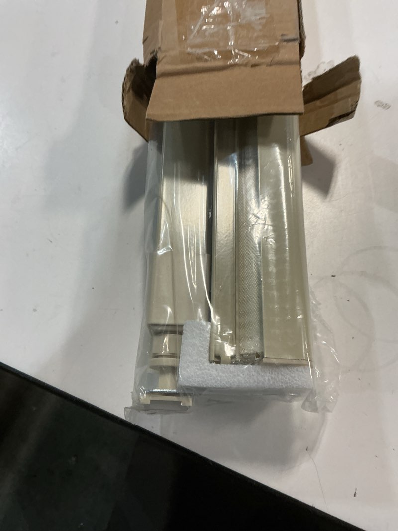 Condition photo showing Good Condition for LazBlinds No-Drill Cordless Zebra Blinds - Dual Layer Light Filtering & Room Darkening, Free-Stop Lift, Easy Install, Day & Night Privacy with Valance for Window 27" W x 64" H, Cream 27"W x 64"H Cream