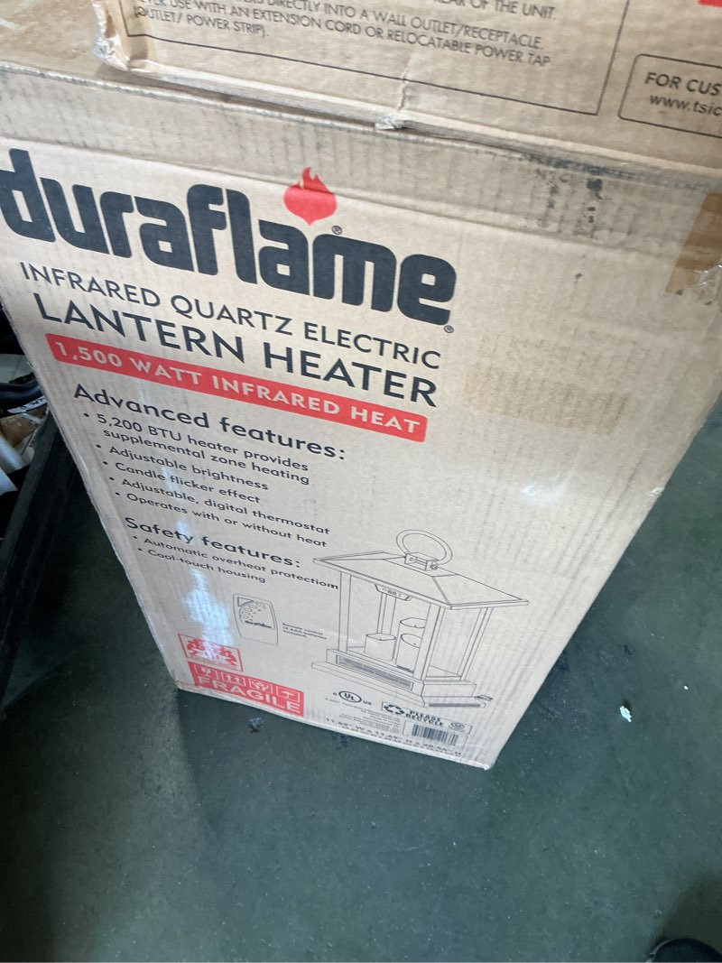Condition photo showing New/Like New for duraflame 28” electric lantern with infrared heat and remote control, bronze heaters, 02