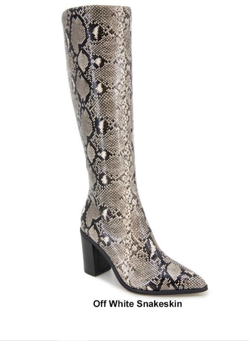 Size 9 XOXO Women's Bella Knee High Boot Off White Snakeskin