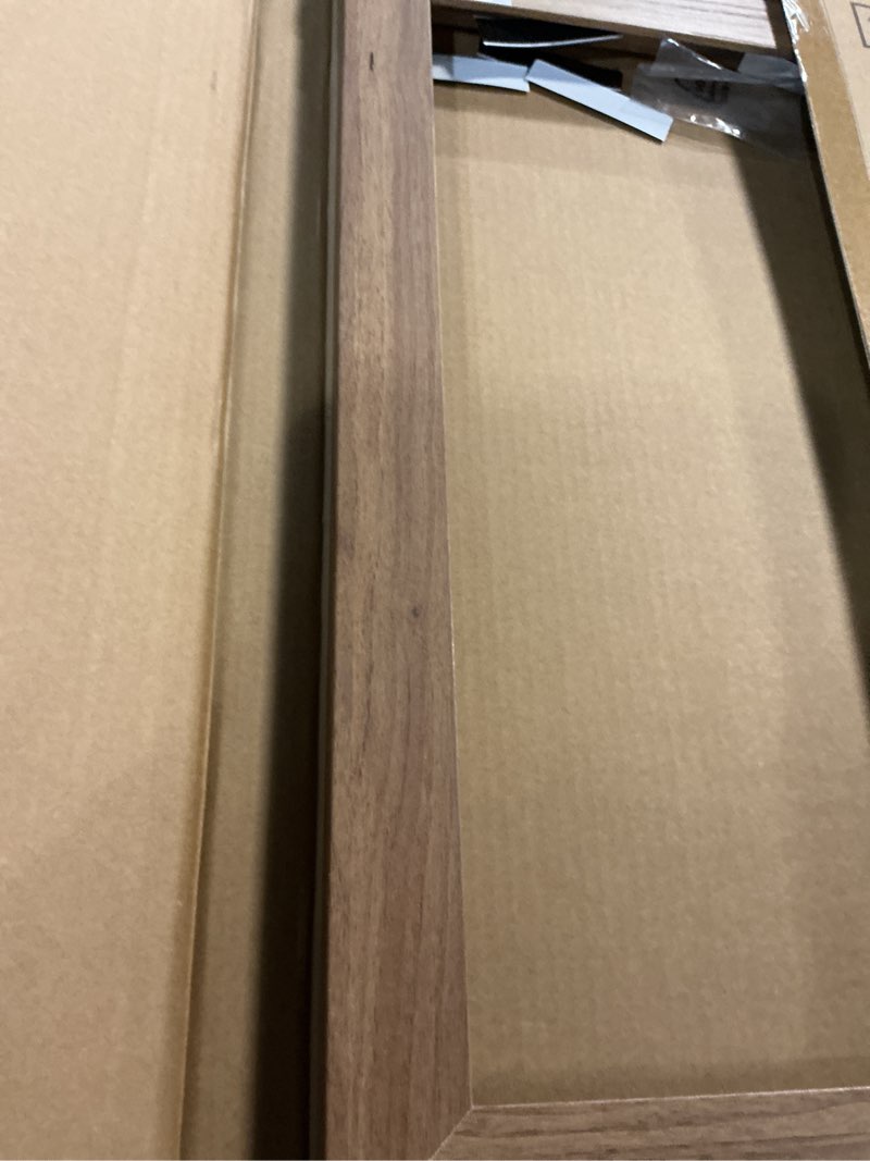 Condition photo showing As Is for mcs canvas float frames 16x20 frame, walnut woodgrain for finished canvases, vertical & horizontal wall hanging large with adhesive for canvas paintings (1-pack)