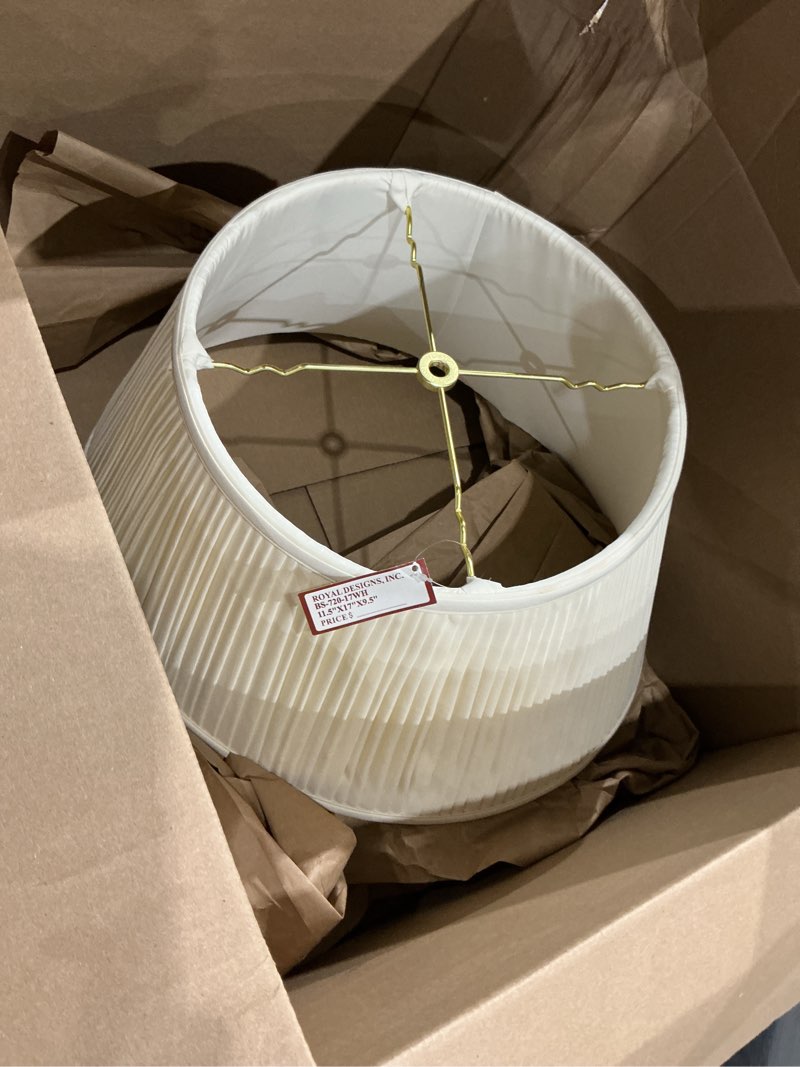 Condition photo showing Good Condition for royal designs 6-way / side pleat basic lamp shade, eggshell, 11.5 x 17 x 9.5 eggshell 11.5 x 17 x 9.5