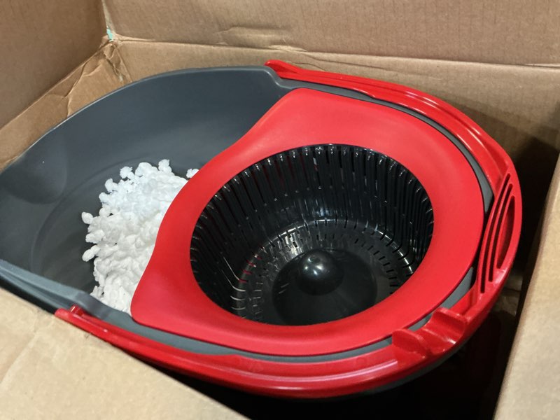 Condition photo showing Good Condition for o-cedar easywring microfiber spin mop, bucket floor cleaning system, red, gray, standard