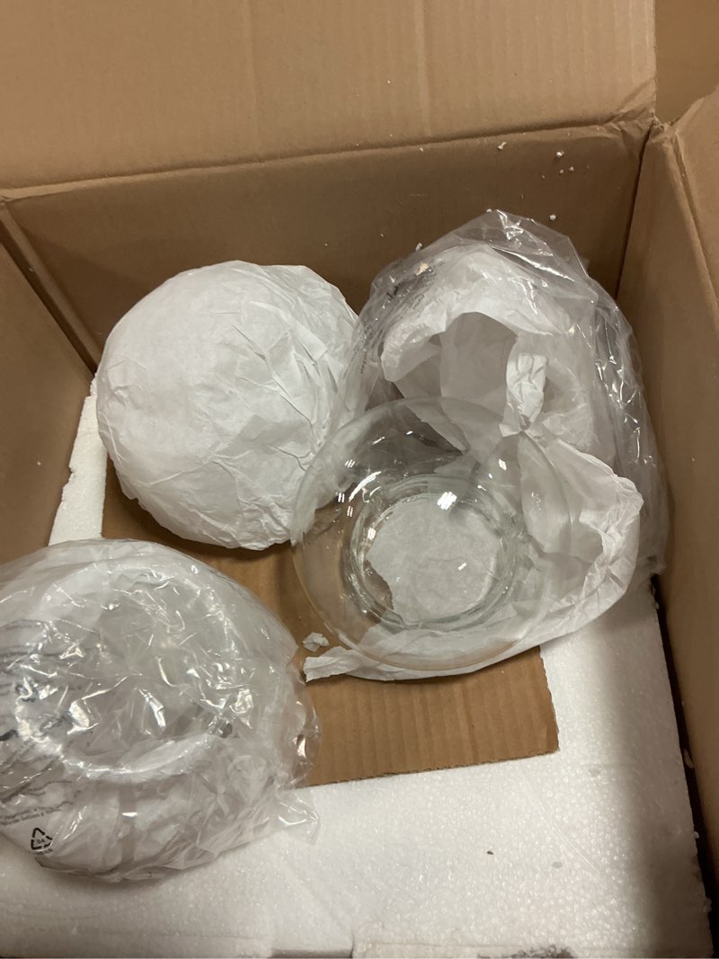 Condition photo showing As Is for LMS Modern 3-Light Cluster Pendant Lights, Matte Black Kitchen Island Light Fixtures with Clear Globe Glass Shade, Adjustable Hanging Light for Bathroom Bedroom Dining Room Living Room, LMS-186BKC3 Black 3-Light 6 inch Clear Glass