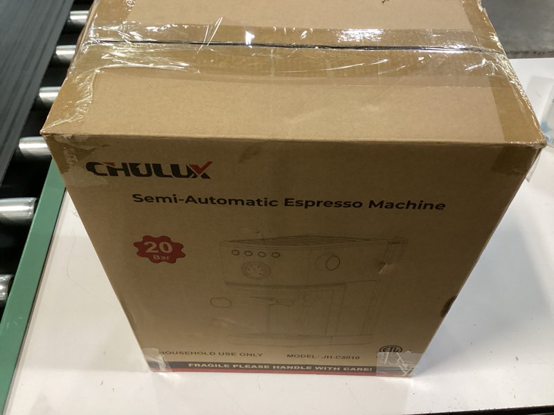 Condition photo showing New/Like New for chulux slim espresso machine with milk frother, 20 bar professional italian pump espresso coffee machine for home cappuccino & latte maker, stainless steel, silver a-silver