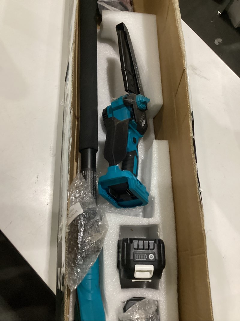 Condition photo showing As Is for seesii 2-in-1 electric pole saws: brushless mini chainsaw cordless 6 inch, 2 x 4000mah batteries, pole saw for tree trimming,hand held small chain saw with extension pole for tree limb branch cutter baby blue