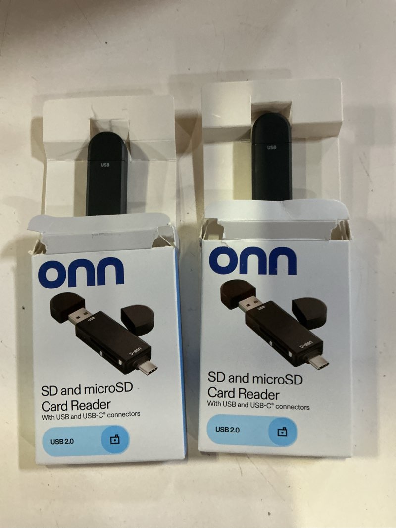 Condition photo showing As Is for onn usb c/usb 2.0 memory card reader for sd/micro sd cards pack of 2