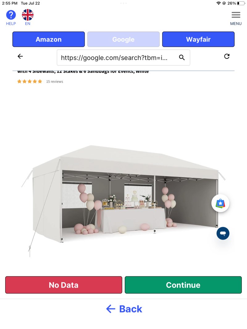 garvee 10'x20' pop-up canopy tent - 210d oxford fabric portable instant commercial tent with 4 sidewalls, 12 stakes & 6 sandbags for events, white