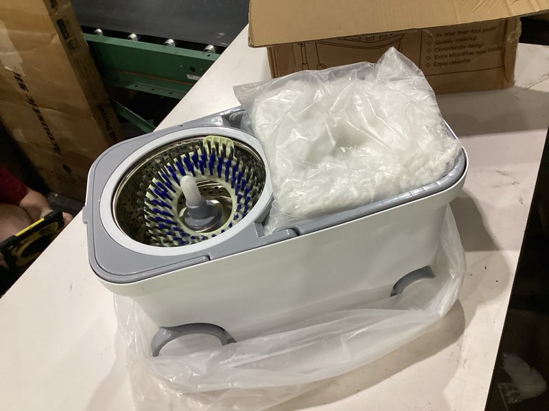 Condition photo showing Good Condition for michao spin mop bucket deluxe 360 spinning floor cleaning system with 6 microfiber replacement head refills,62" extended handle,4x wheel for home cleaning