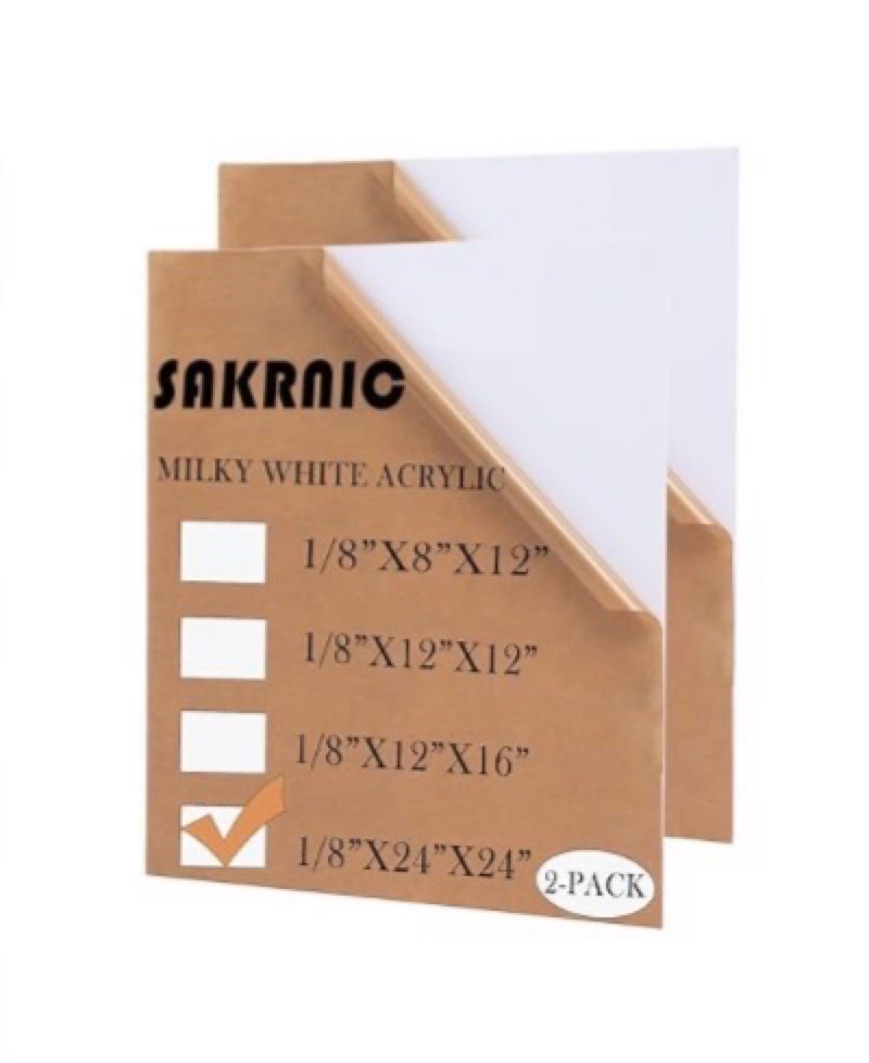 milky white acrylic 2 sheets of 24"x24"white translucent acrylic 1/8" thickness cast plexiglass with protective paper for making light boxes, signs,lamps,diy display projects, craft 24x24" milky white/24x24 1