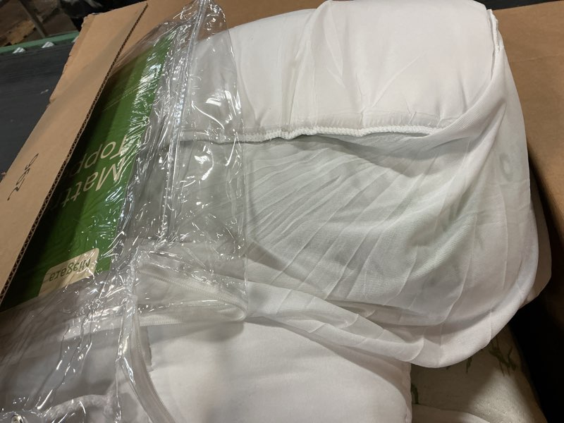 Condition photo showing As Is for ultra soft twin xl size mattress topper - viscose made from bamboo pillow top mattress pad for back pain relief - naturally cooling for hot sleepers, green green twin xl