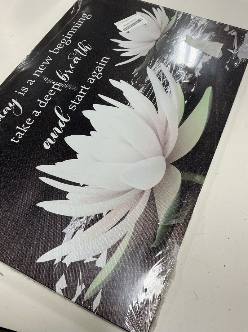 Condition photo showing New/Like New for zen white lotus canvas wall art on in water blooming white lotus picture wall decor spiritual meditation poster print painting for bathroom room modern yoga spiritual spa living bedroom decoration zen lotus 24"l x 16"w-canvas