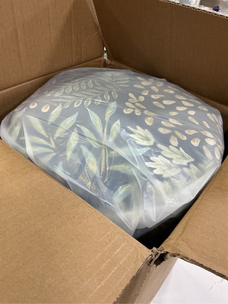 Condition photo showing Good Condition for levtex home english forest navy reversible king/cal king comforter set (106x94in) with 2 pillowcases (36x20in) - floral bedding - navy, green - rayon king size comforter set - soft, pre-washed comforter - king/cal king navy