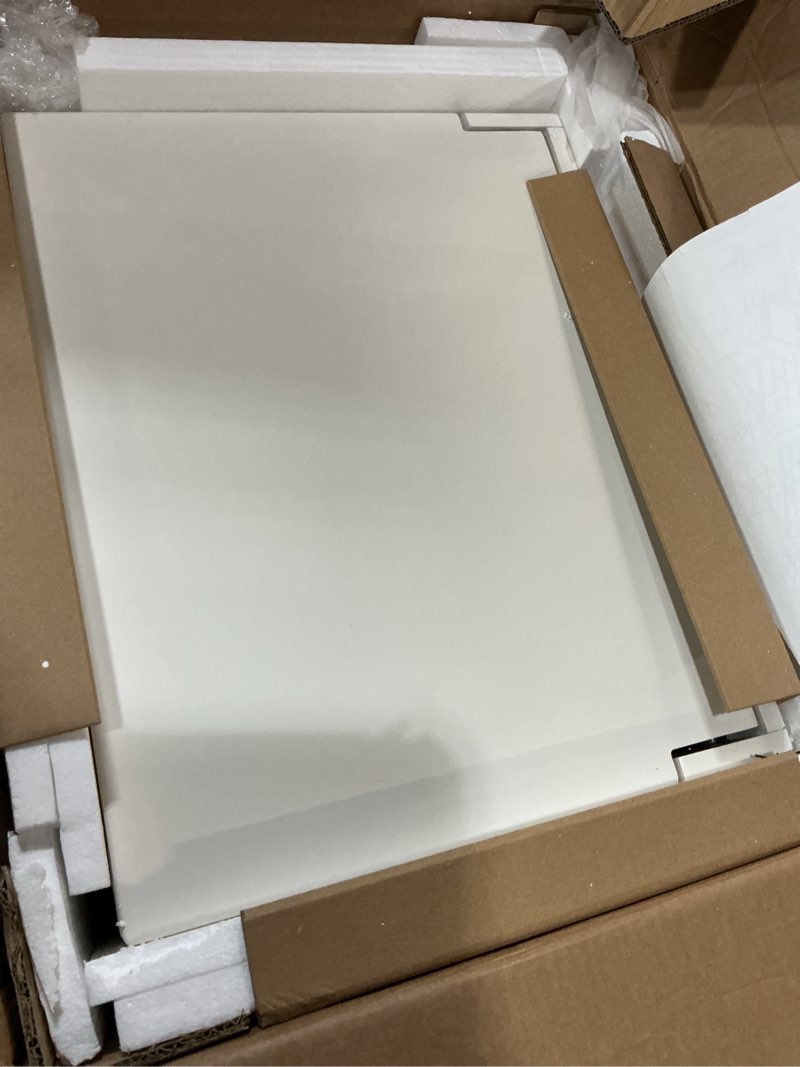 Condition photo showing Good Condition for Muwuele Solid Wood Small Vanity Desk with Mirror and Lights, Narrow Makeup Vanity for Small Space, Flip Top Vanity Side Table, 3 Color Modes & Adjustable Brightness, 19.6" Slim Dressing Table, White White 19.6" Wide