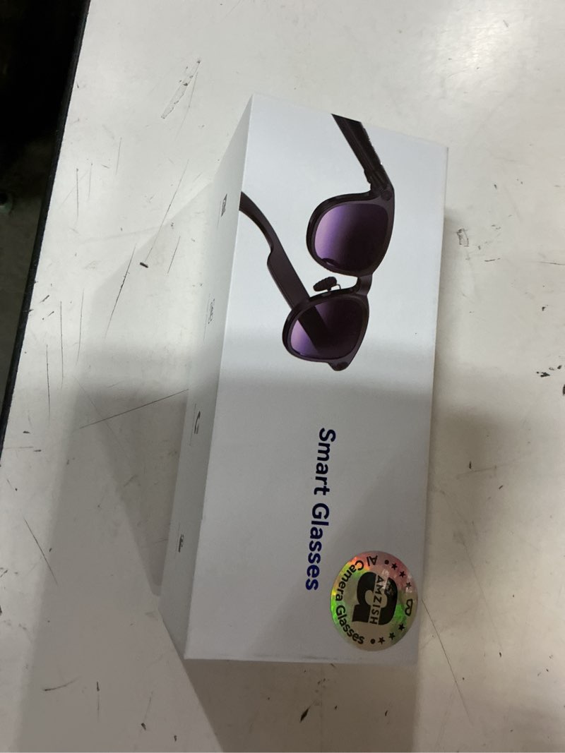 Condition photo showing New/Like New for ai smart glasses with camera, 8mp hd bluetooth camera glasses, 1080p video recording sunglasses for women men, real time translation, voice assistant, open-ear audio for travel, work vlog (3 lenses) piano black