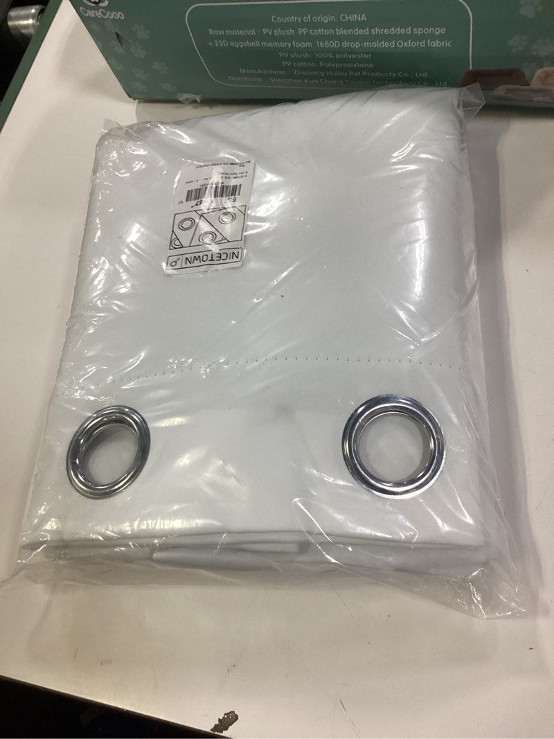 Condition photo showing New/Like New for NICETOWN 100% Blackout Curtains 57 inches Long, Double-Deck Completely Blackout Window Treatment Thermal Insulated Lined Drapes for Small Window (White, 1 Pair, 55 inches Width Each Panel) Pure White 55"W x 57"L (Pack of 2)