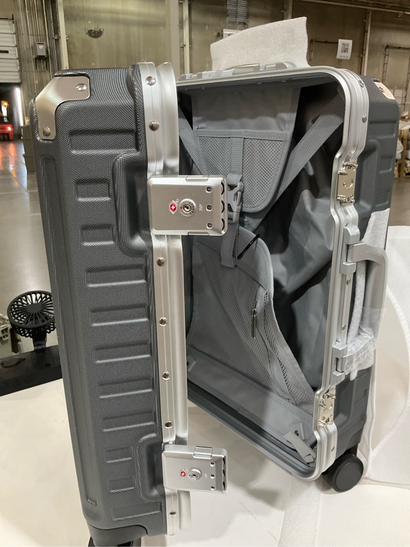 Condition photo showing Good Condition for carry on luggage with spinner wheels, 8010s aluminum frame zipperless polycarbonate hard shell suitcase (zx-core, charcoal metallic, 20 inch) charcoal metallic carry-on 20-inch