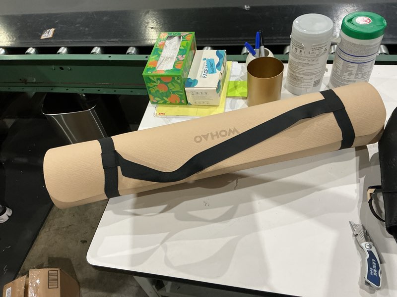 Condition photo showing Good Condition for wohao 27.5" extra wide yoga mat – 1/3 inch thick with strap, non-slip for home & travel,gym & outdoor(milk coffee+black)
