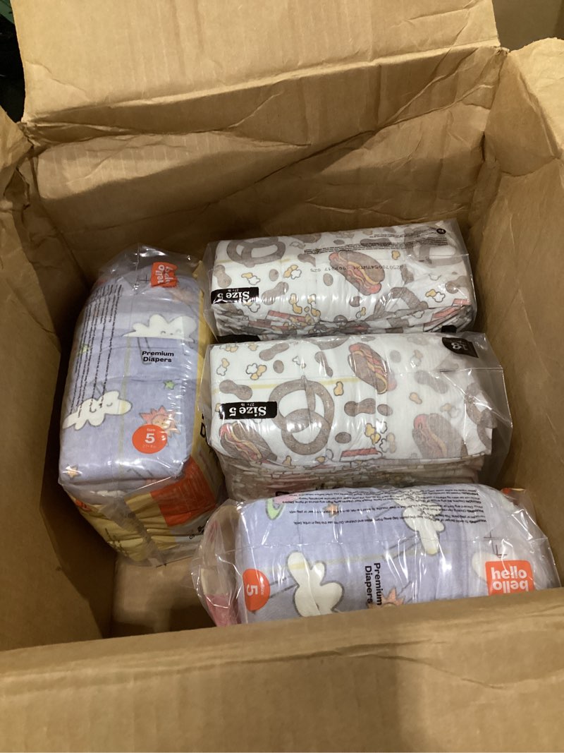 Condition photo showing Good Condition for Hello Bello Premium Diapers, Size 5 (27+ lbs) Surprise Pack for Boys - 72 Count, Hypoallergenic with Soft, Cloth-Like Feel - Assorted Boy & Gender Neutral Patterns Boy/Neutral (Assorted Style) Size 5