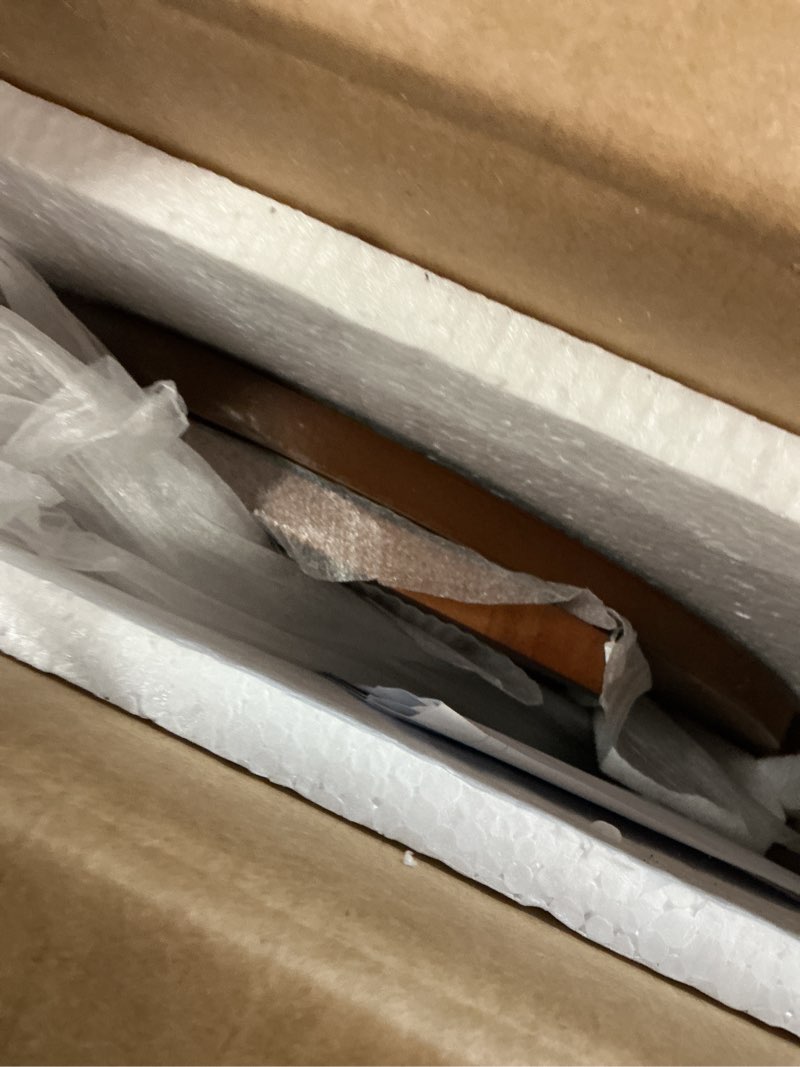 Condition photo showing Good Condition for C Shaped End Table, Small Round Side Table for Couch, Slide Under Sofa Tray Desk for Living Room Bedroom, Solid Wood TV Tray Table for Narrow Space (15” Chestnut) Chestnut Medium-15"