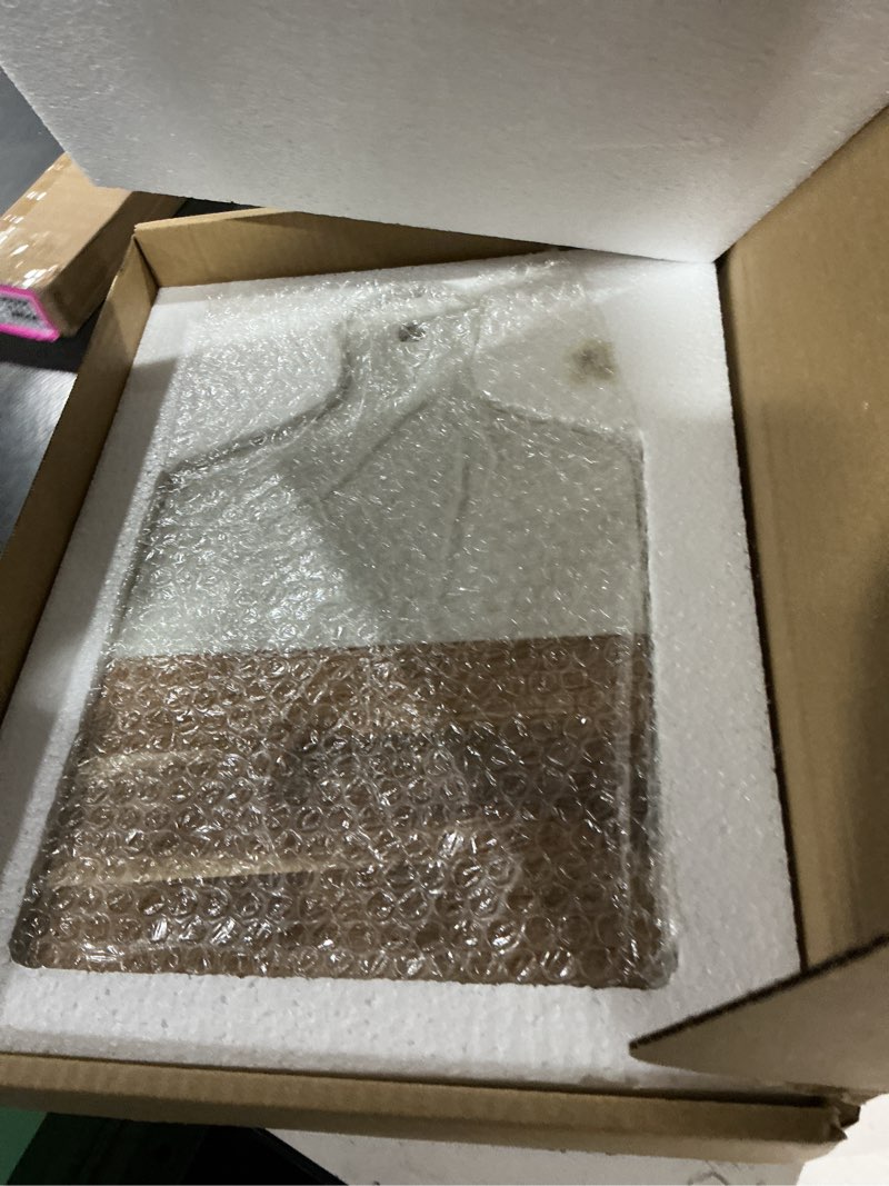 Condition photo showing Good Condition for Handmade Marble and Acacia Wood Board, Cheese Board, Serving Platter, Premium Craftsmanship (White Marble and Acacia Wood Color)