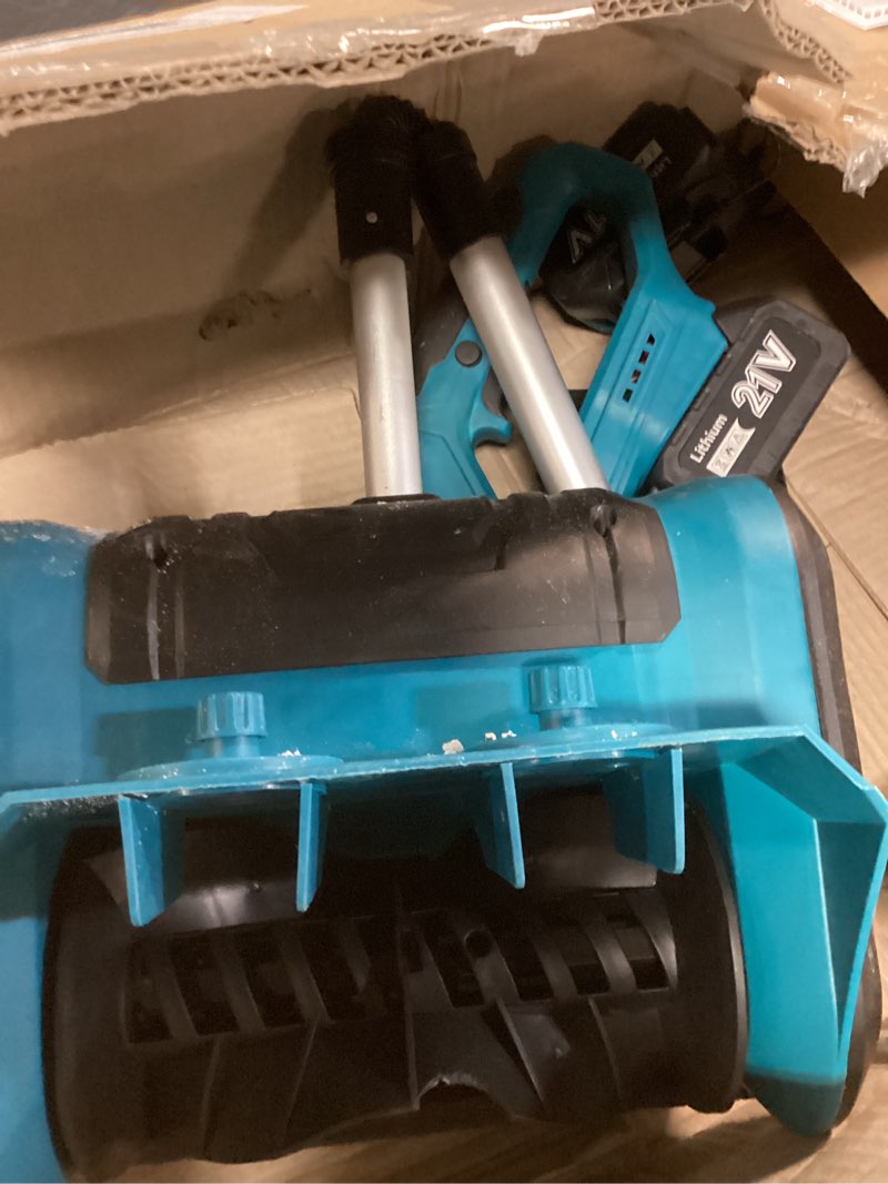 Condition photo showing As Is for Reloive 21V Blue Portable Snowblower