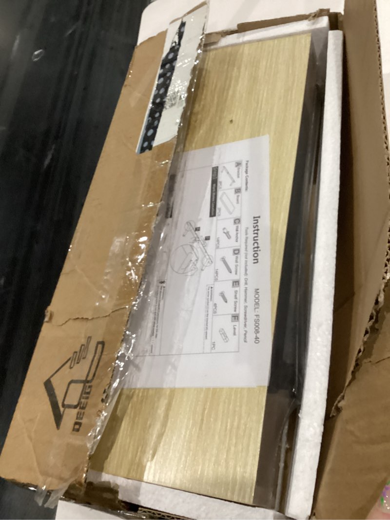 Condition photo showing New/Like New for QEEIG Bathroom Floating Shelves for Wall - 15.7" Wall Mounted Shelf Over Toilet Farmhouse Home Decor Display Bookshelf Small 15.7 x 6.7 inch Set of 2, Natural Light Brown (008-40N) 15.7" E. Natural