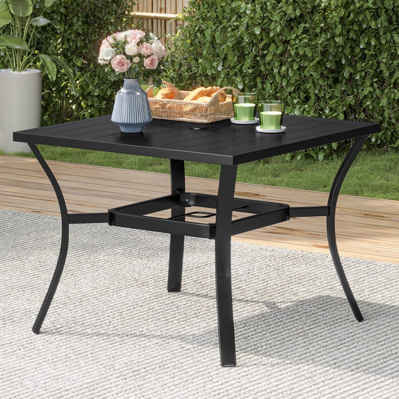 Birchler 37" Square Outdoor Dining Table with Umbrella Hole