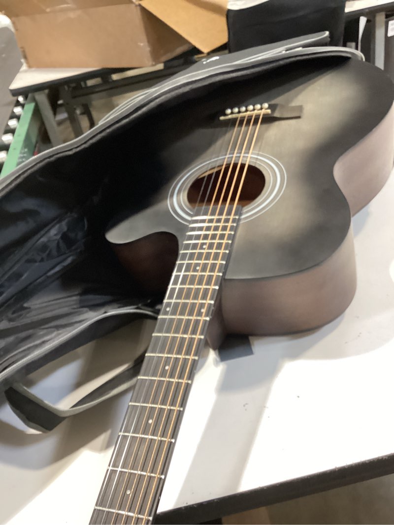 Condition photo showing Good Condition for donner acoustic guitar for beginner adult 40 inch cutaway acustica guitarra bundle kit with pickup online lesson bag tuner capo strap mini jumbo travel teen right hand black brown daj-110cd 40 inches black brown